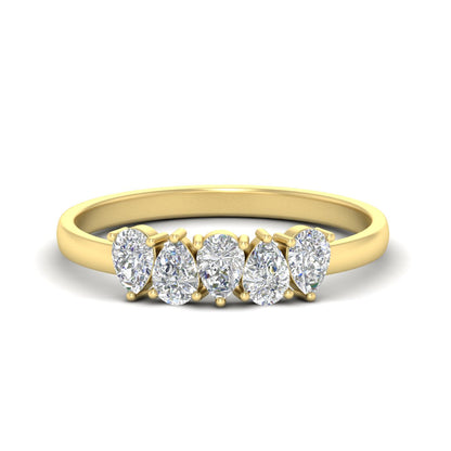 0.75 Carat 5 Stone Wedding Band Diamond Teardrop Fascinating Diamonds