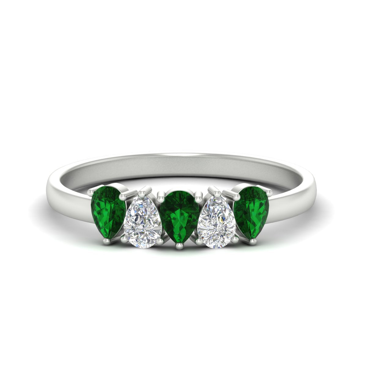 0.75 Carat 5 Stone Wedding Band Diamond Teardrop Fascinating Diamonds