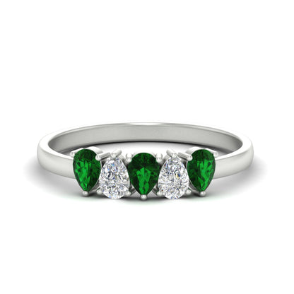 0.75 Carat 5 Stone Wedding Band Diamond Teardrop Fascinating Diamonds