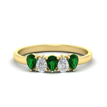 0.75 Carat 5 Stone Wedding Band Diamond Teardrop Fascinating Diamonds