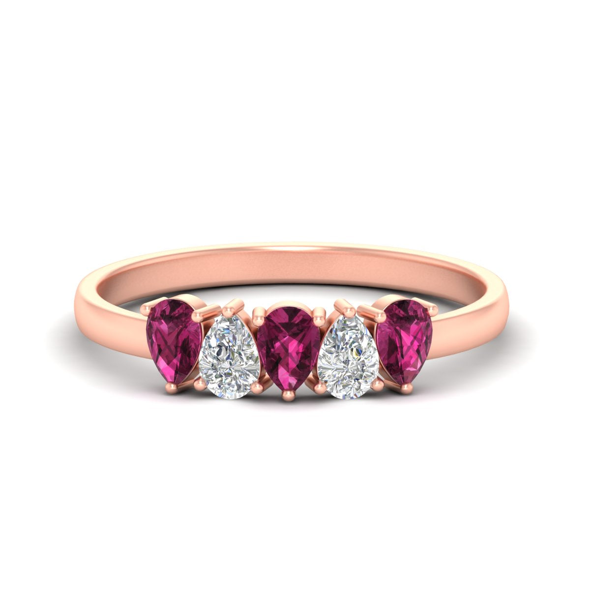 0.75 Carat 5 Stone Wedding Band Diamond Teardrop Fascinating Diamonds