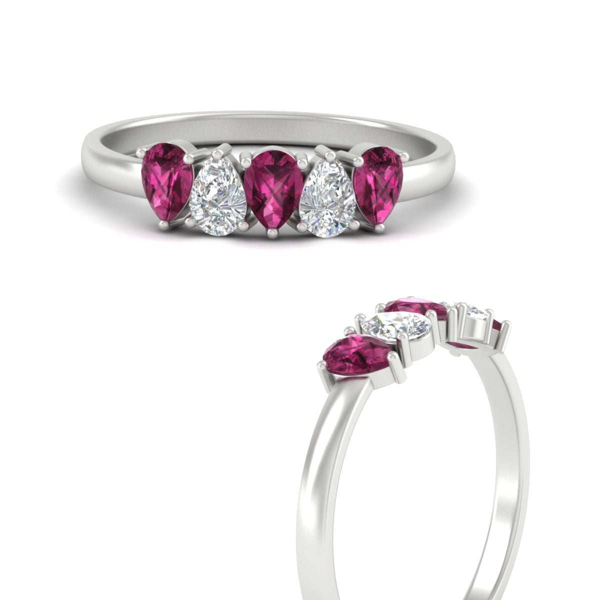 0.75 Carat 5 Stone Wedding Band Diamond Teardrop Fascinating Diamonds
