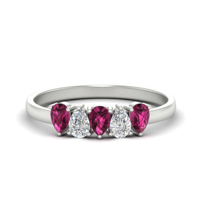 0.75 Carat 5 Stone Wedding Band Diamond Teardrop Fascinating Diamonds