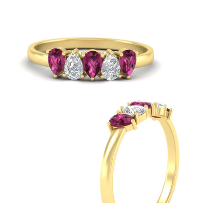 0.75 Carat 5 Stone Wedding Band Diamond Teardrop Fascinating Diamonds