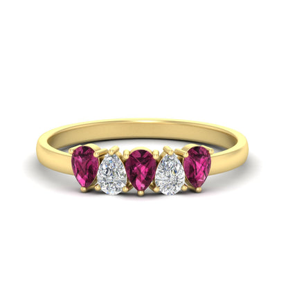 0.75 Carat 5 Stone Wedding Band Diamond Teardrop Fascinating Diamonds