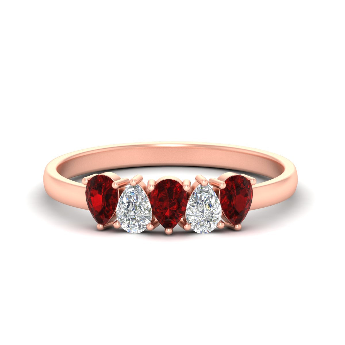 0.75 Carat 5 Stone Wedding Band Diamond Teardrop Fascinating Diamonds