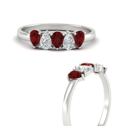 0.75 Carat 5 Stone Wedding Band Diamond Teardrop Fascinating Diamonds