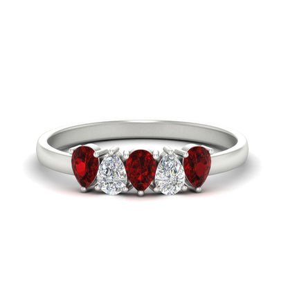 0.75 Carat 5 Stone Wedding Band Diamond Teardrop Fascinating Diamonds