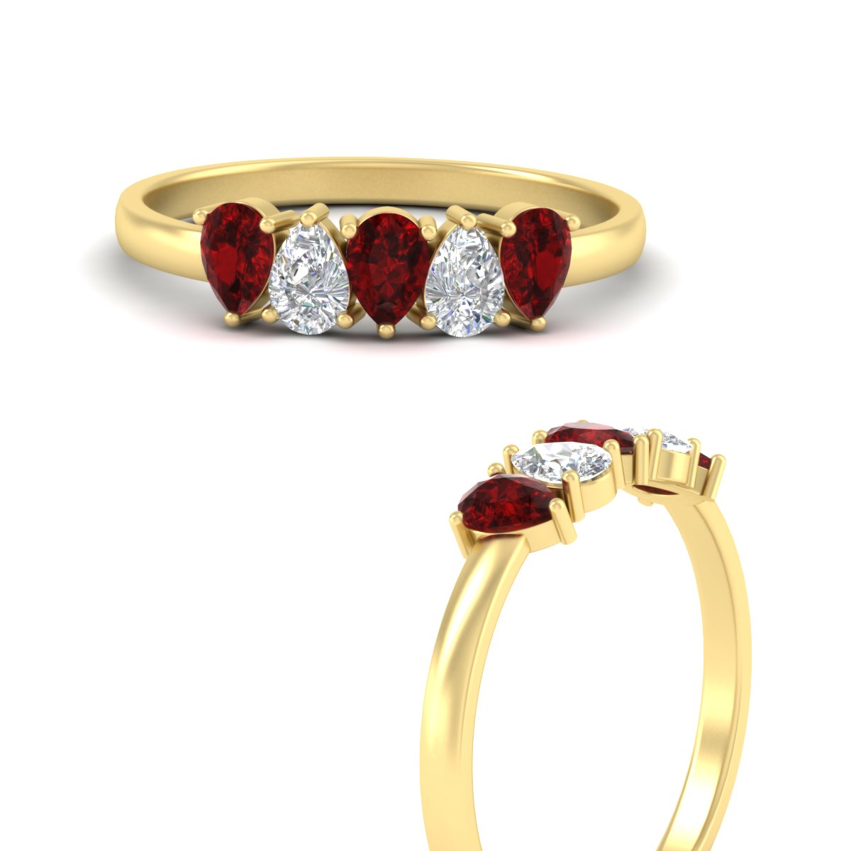 0.75 Carat 5 Stone Wedding Band Diamond Teardrop Fascinating Diamonds