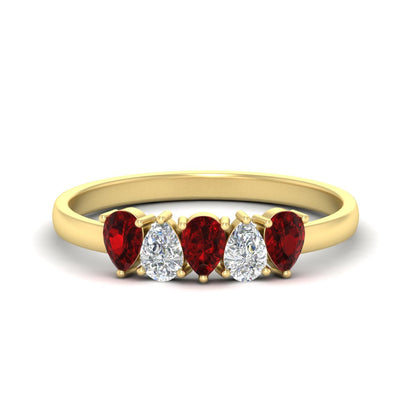 0.75 Carat 5 Stone Wedding Band Diamond Teardrop Fascinating Diamonds