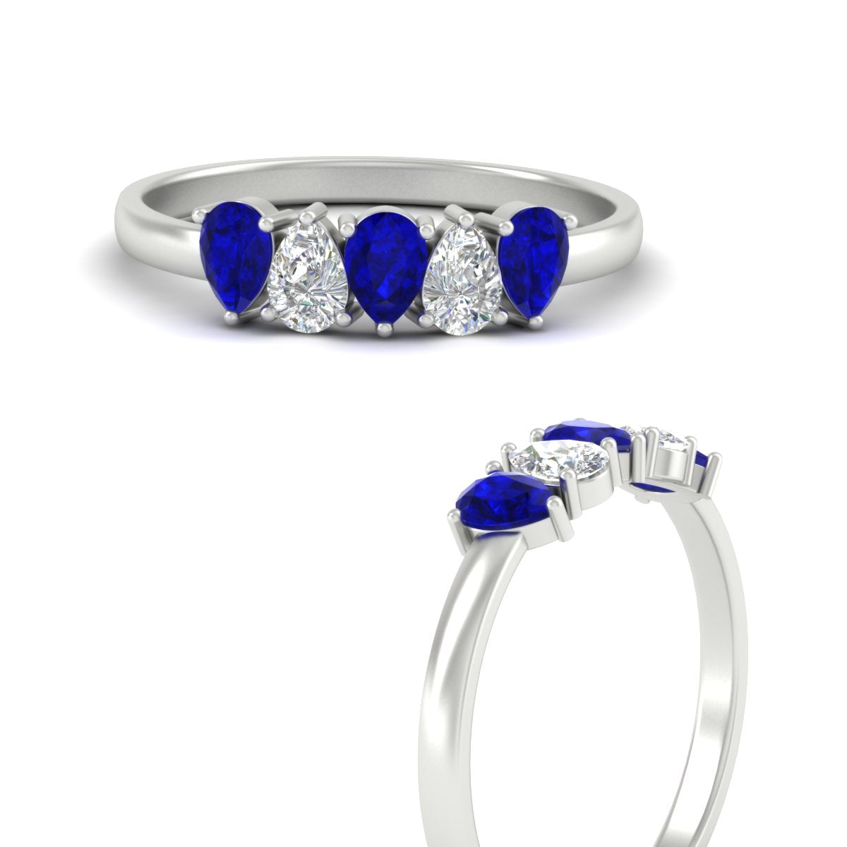 0.75 Carat 5 Stone Wedding Band Diamond Teardrop Fascinating Diamonds