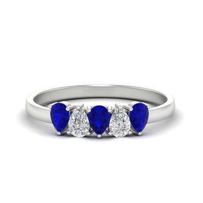 0.75 Carat 5 Stone Wedding Band Diamond Teardrop Fascinating Diamonds