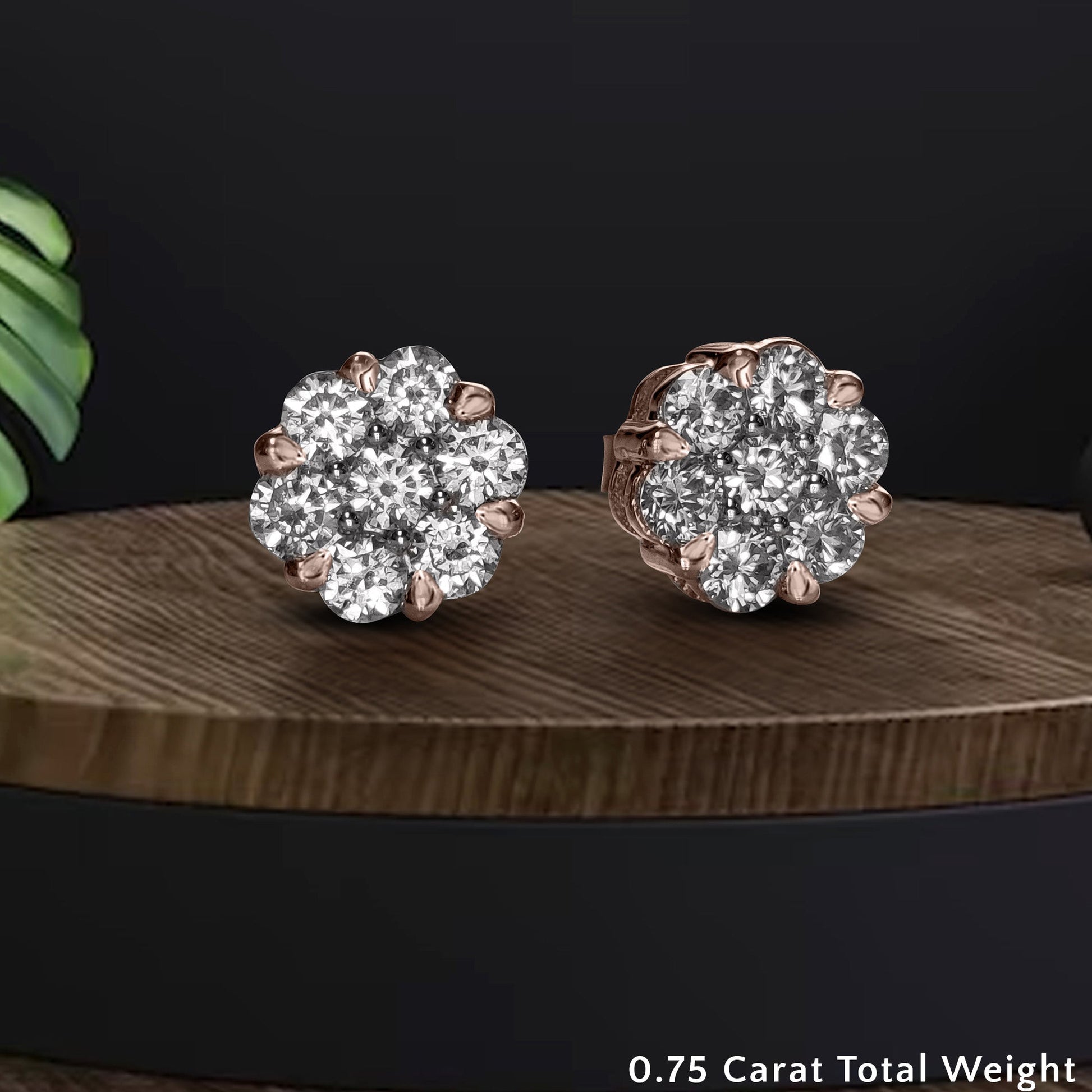 0.75 Carat 7 Stone Flower Diamond Earring Fascinating Diamonds