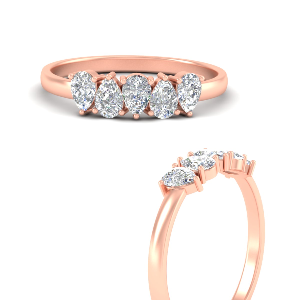0.75 Carat 5 Stone Wedding Band Diamond Teardrop Fascinating Diamonds