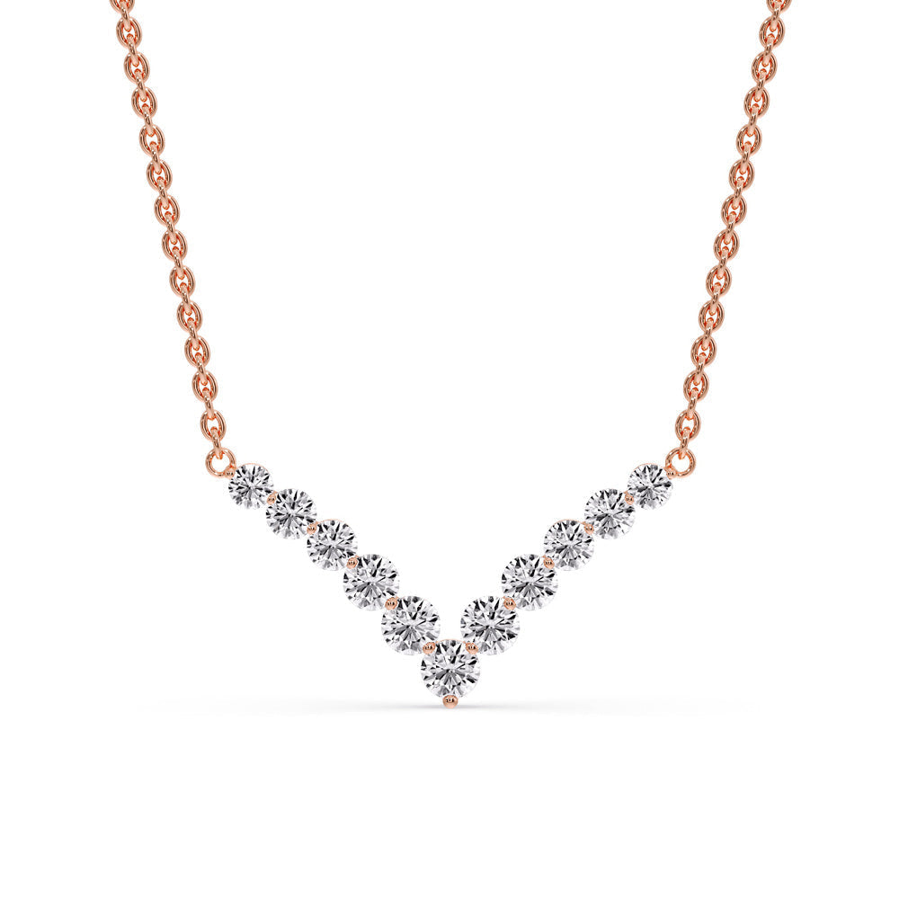 Round Graduated V-Necklace Fascinating Diamonds