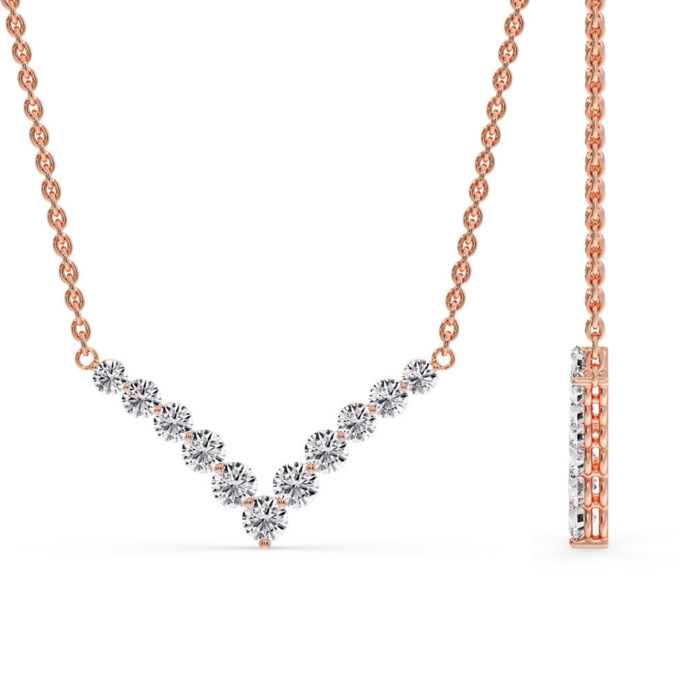 Round Graduated V-Necklace Fascinating Diamonds