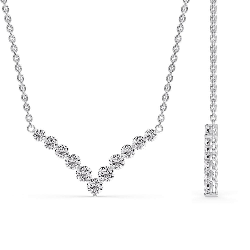Round Graduated V-Necklace Fascinating Diamonds