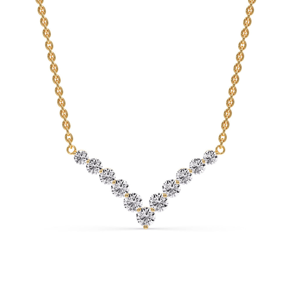 Round Graduated V-Necklace Fascinating Diamonds