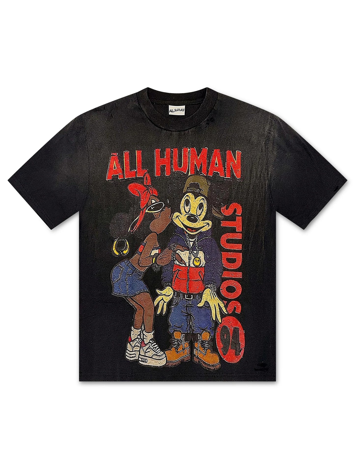 All Human FML Tee - Black Wash Denim Exchange