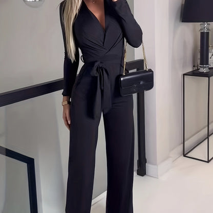 Ladies' Fashionable Slim Fit Sexy V-neck Long Sleeved Slimming Jumpsuit FitiqueFit