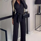 Ladies' Fashionable Slim Fit Sexy V-neck Long Sleeved Slimming Jumpsuit FitiqueFit
