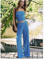 Women's Striped Tube Top & Pants Set – 2-Piece Modal Matching Outfit FitiqueFit