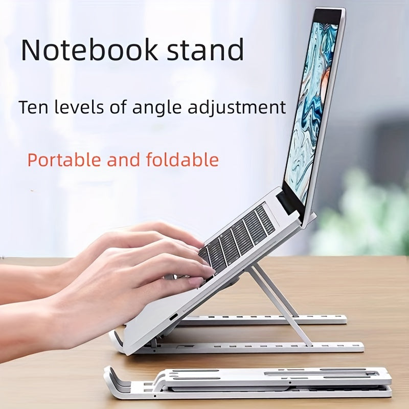Laptop Stand Single Fork Folding Lift Cooling Base Desktop Tablet Portable Bracket Compatible With All Notebook ABS Material Ten Levels Adjustable NovaCart