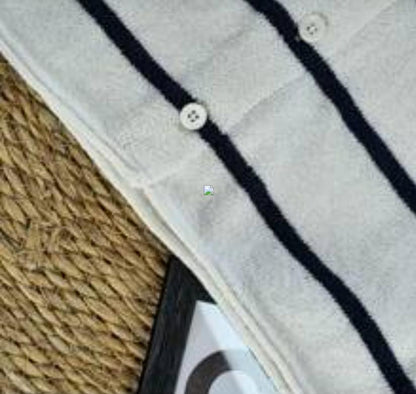 Women’s Knit Button Cardigan with Striped Short Sleeves FitiqueFit