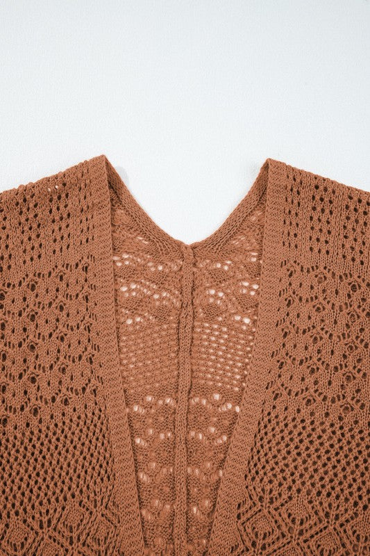 Solid Hollow Knit Open-Front Cardigan Shop Style & More | Fresh Looks, Everyday Deals & Free Shipping