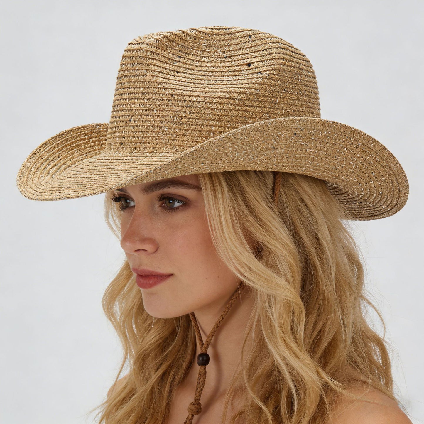Women's Panama Straw Woven Sun Hat – Windproof Sequin Detail Beach Hat FitiqueFit
