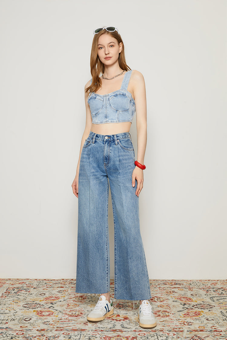 CHILL Pleat Straight Ankle Jeans HJ133 [FINAL SALE] Hey Joanie