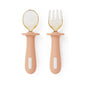 Adjustable color PPSU silicone fork and spoon set, children's stainless steel spoon and fork, baby training supplementary food tableware set of 2 pieces