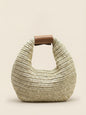 Round Crochet Woven Handheld Straw Bag