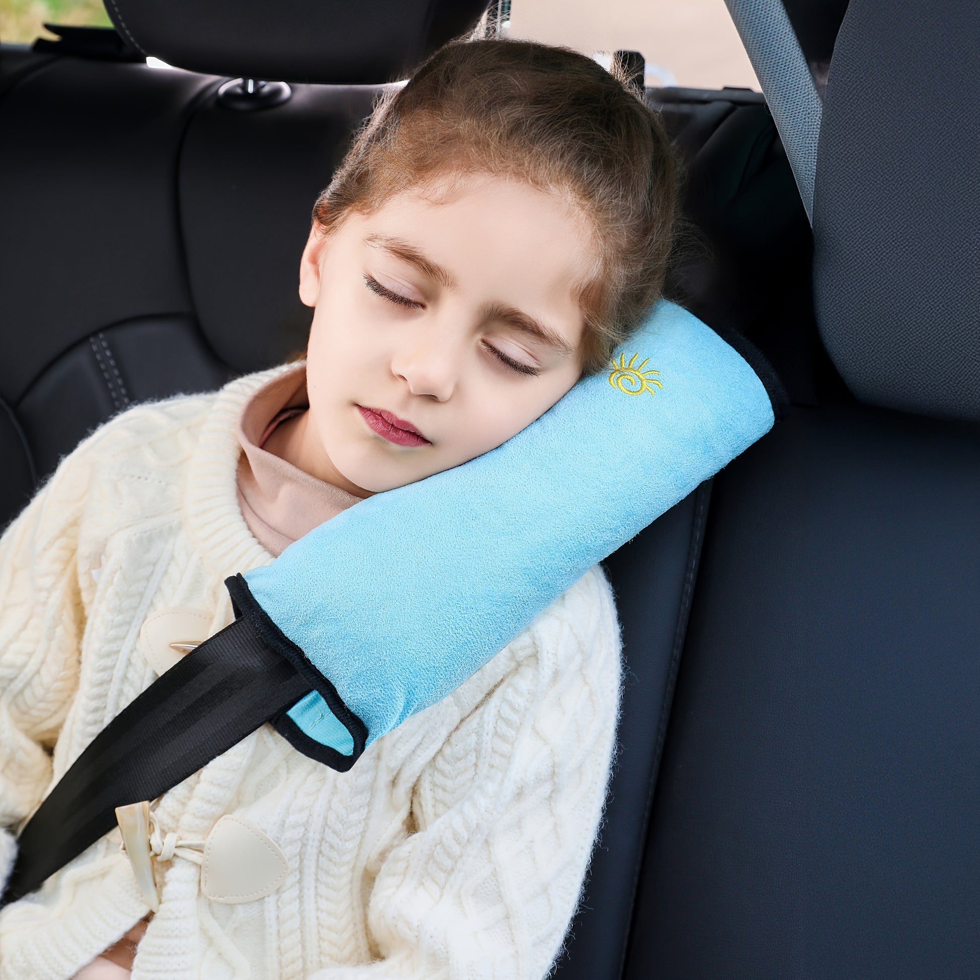 1pc Car Automotive Seat Belt Cover Shoulder Cover Seat Belt Holder Cute Lengthened And Thickened Plush Safety Belt Shoulder Cover, Car Safety Shoulder Guard, Seat Belt Adjustment Retainer, Anti-Strangle Neck Seat Belt NovaCart