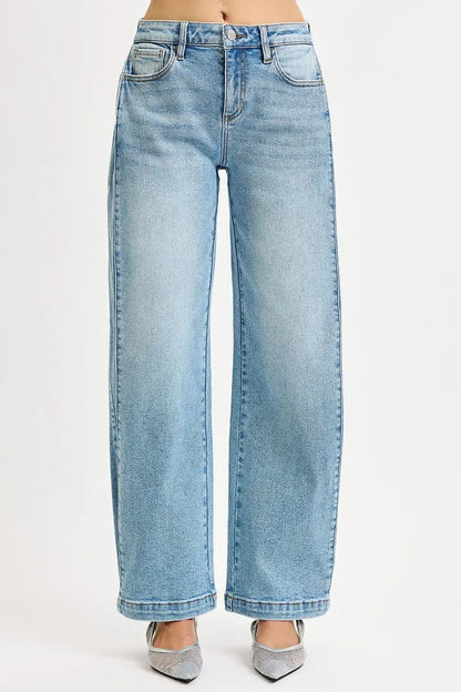 RISEN Mid Rise Wide Barrel Transferable Leg Snap Jeans West2East Surf
