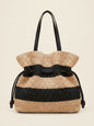 Crochet Woven Drawstring Shoulder Tote Bag