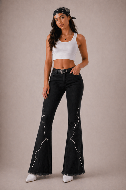 Santa Fe Bell Bottom Jean Black Denim GJG DENIM