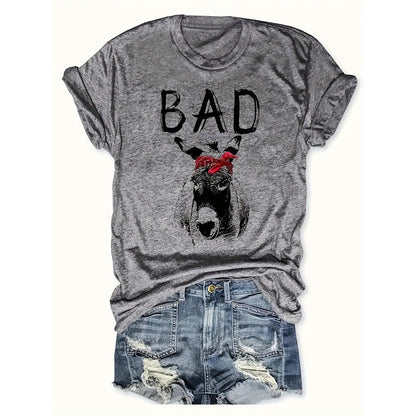 Women's Animal Letter Print Casual Short Sleeve T-Shirt FitiqueFit