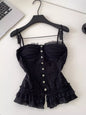 Lace Trimmed Ruffled Hem Tank New Era Fashion LLc