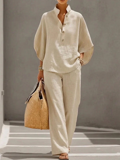 Women’s Casual Shirt and Full-Length Pants Set FitiqueFit