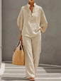 Women’s Casual Shirt and Full-Length Pants Set FitiqueFit