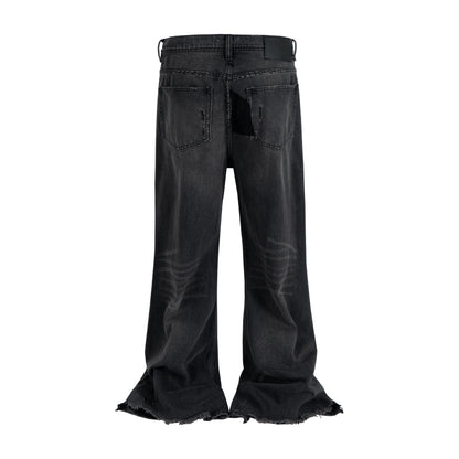 DARK PATCHWORK FLARE DENIM