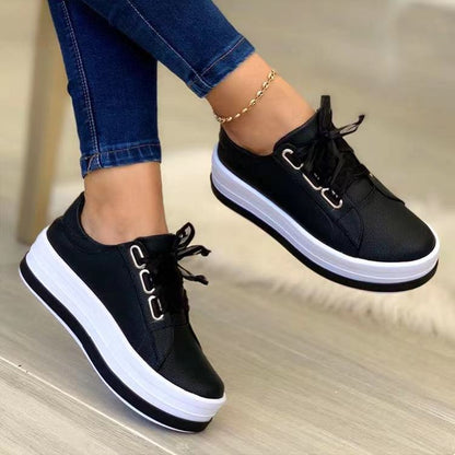 Single Large Size Casual European And American Lace-up Flat Round Toe Platform Women's Shoes See size chart under “more details” The Fashion Celestial
