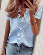 Cowgirl Chic Ruffle Top – Stylish Short Sleeved Shirt for Casual Cowgirl Style Country in My Heart