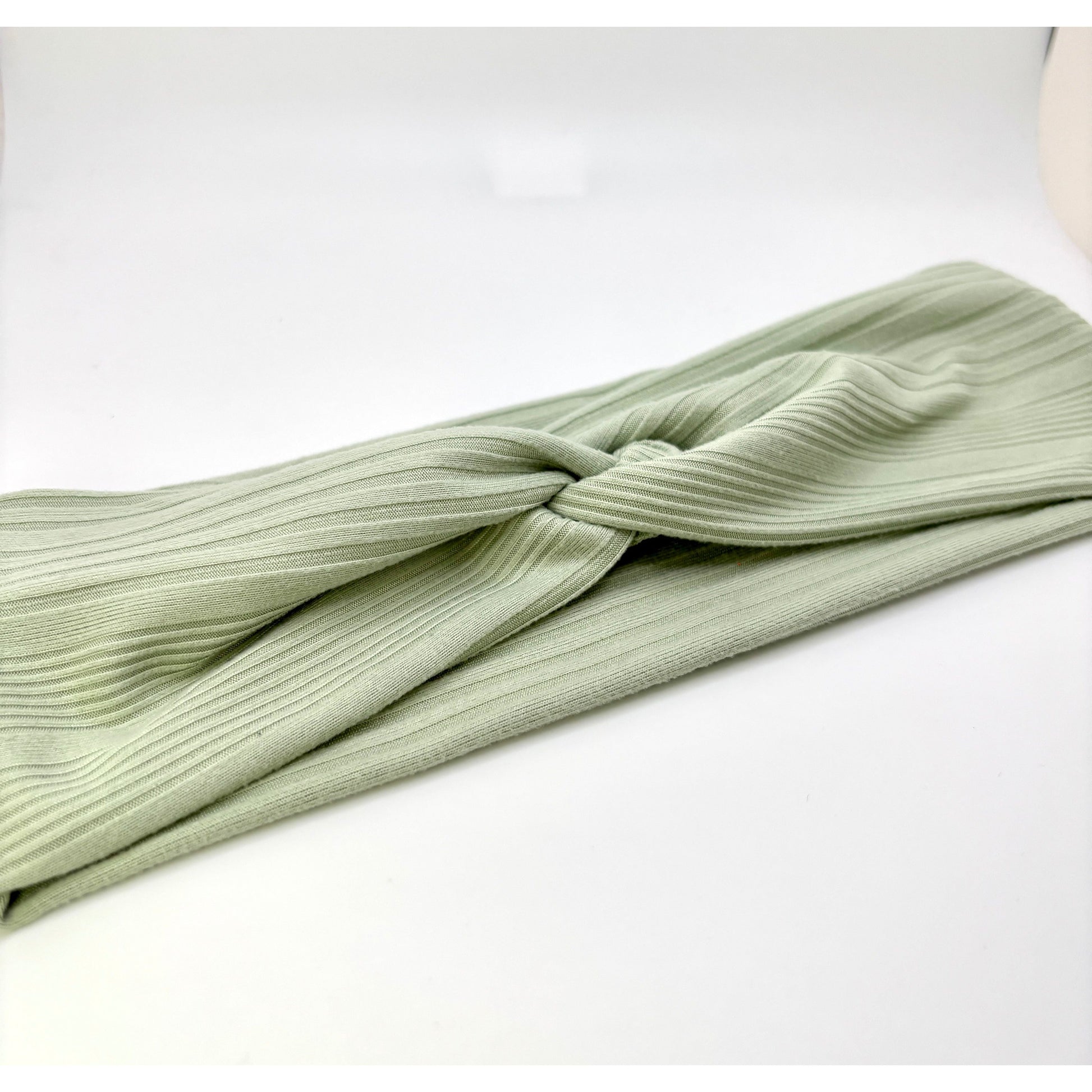 Sage Green Ribbed Twist Knot Headband Enchanted Scrunch