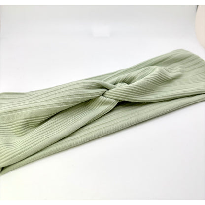 Sage Green Ribbed Twist Knot Headband Enchanted Scrunch