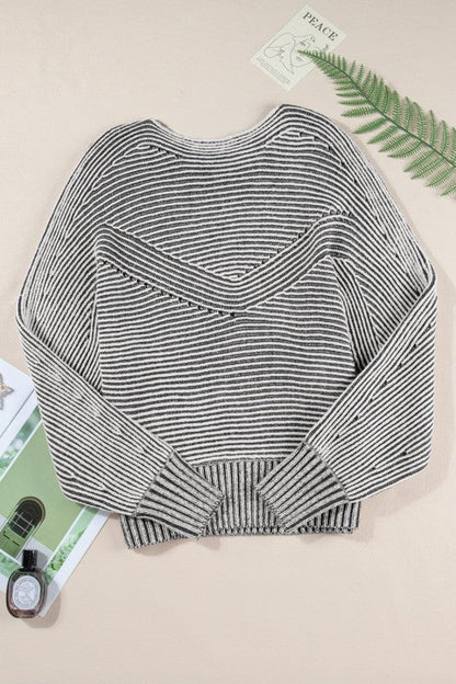 Stripe Ribbed Knit Boat Neck Sweater Shop Style & More | Fresh Looks, Everyday Deals & Free Shipping