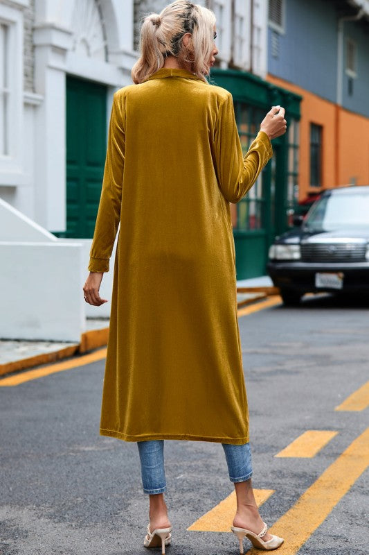 Velvet Open-Front Pocketed Cardigan Shop Style & More | Fresh Looks, Everyday Deals & Free Shipping