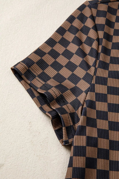 Checkerboard Round Neck Summer T Shirt New Era Fashion LLc