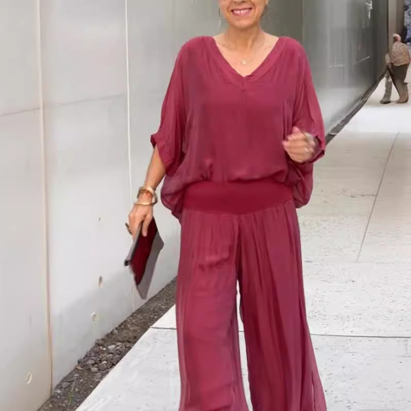 Solid-Color Chiffon Two-Piece Set – 10 Colors, S–5XL FitiqueFit